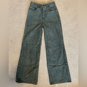 Anthropologie Pilcro Wide Leg Green Corduroy Pants | Size 25